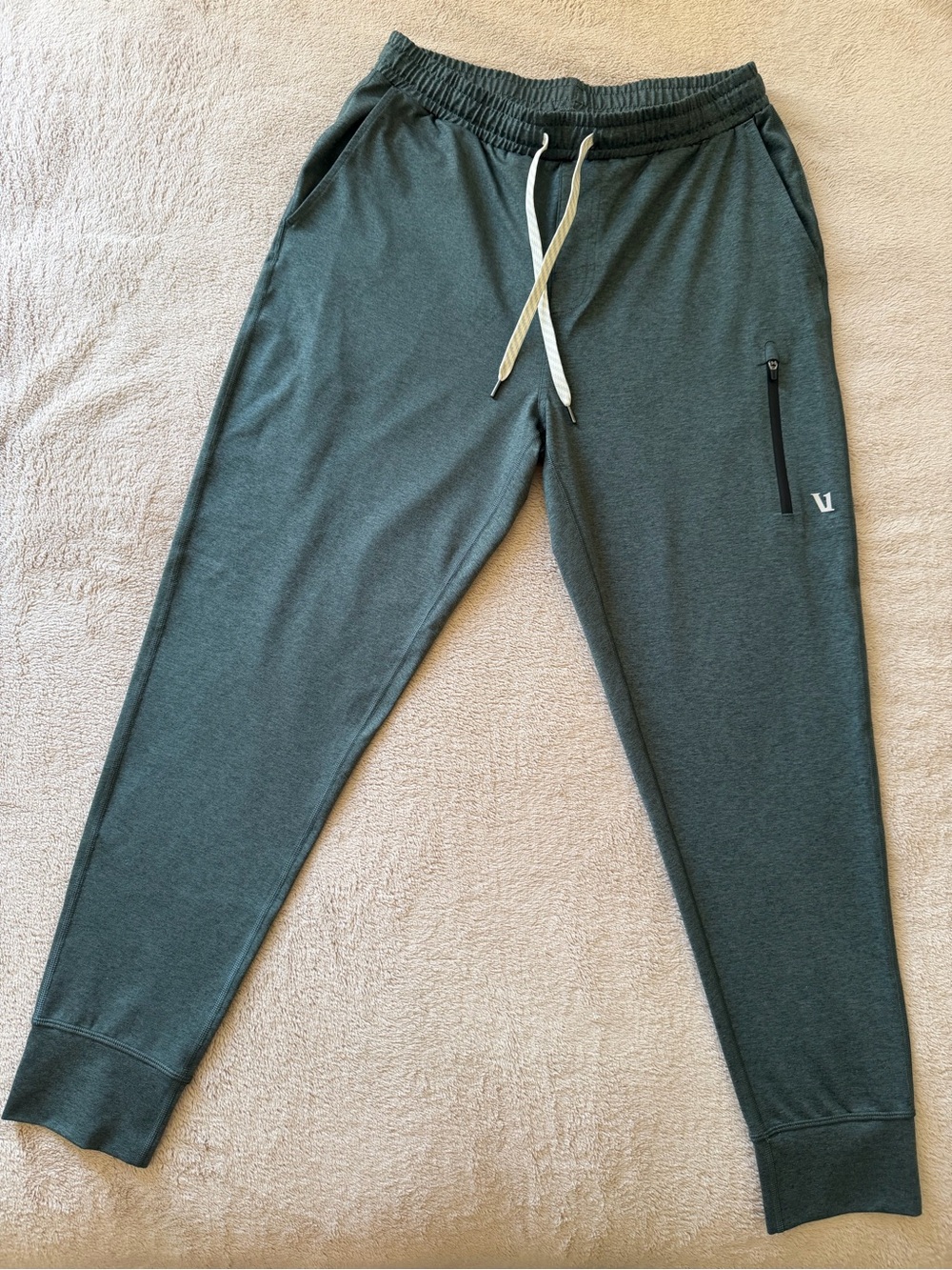 Vuori Dark Green Sweatpants with White Drawstring